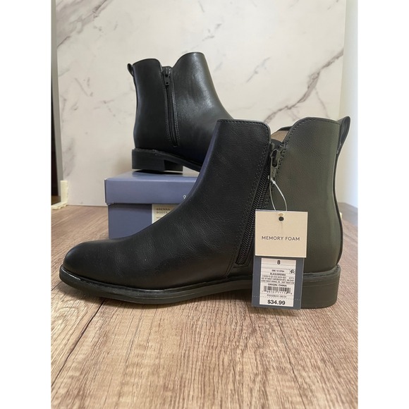 Universal Thread Bronna Booties Ankle Boots Side Zip Black Size 8 - Picture 4 of 6